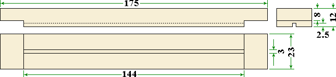 Dimensions of 12 mm topbar for Kirchhain nuc