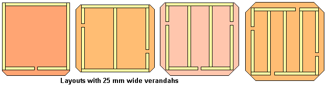National Split Board or Wedmore boards for 1, 2, 3 or 4 nucs incorporating verandahs