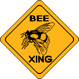 Bee Exiting, Warning symbol, original photo... Ettamarie Peterson