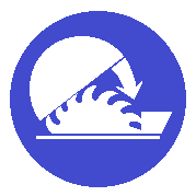 Circular saw, guards must be in place, Safety symbol