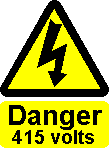 Danger 415 volts, Safety symbol