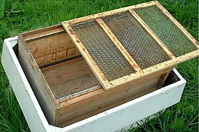glen hive brood box and queen excluder, photo brian cramp