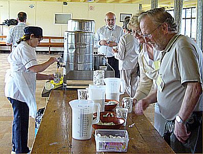 Coffee being served in the basement