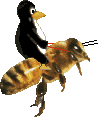 Tux joyriding on a honey bee