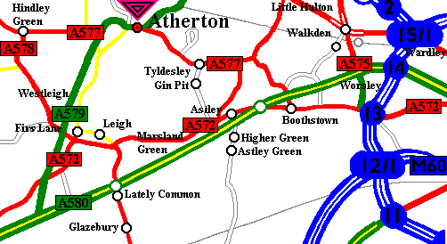 Map showing Atherton