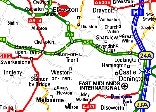 Map showing Alvaston Castle