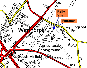 Newark Showground detailed map showing rally site