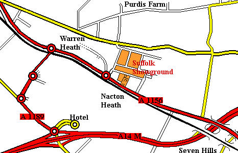 Map showing Suffolk Showground